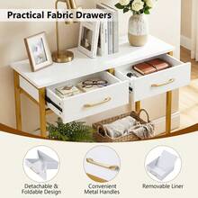GOFLAME Narrow Console Table Small Entryway Table With 2 Fabric Drawers Modern Sofa Table With Heavy-Duty Metal Frame For Living Room, Entrance - White - View 5