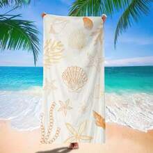 1pc Portable Foldable Accessory With Tropical Shell And Starfish Pattern, Suitable For Travel, Pool, Yoga, Bathroom And Beachside - A - View 4