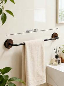 1pc Wooden & Metal Bathroom Towel Rack, Wall-Mounted Towel Bar, Natural Wood Bathroom Decor Towel Holder - Multicolor - View 13