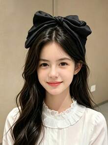 1pc Pink 3-Layer Bow Hair Accessory Cute Hair Clip Headband Hair Clip Suitable For Daily Wear Or Party - Black - View 7