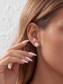 1 Pair 1 Carat Oval Moissanite 4-Prong Earrings, 925 Sterling Silver, Elegant Minimalist Women's Earrings, Christmas & Date Night Jewelry Gift For Her - Four-prong Oval Moissanite Earrings - View 8