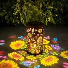 New Solar Sunflower Lantern, IP65 Waterproof Iron Garden Decoration, Upgraded Painted Butterfly Lantern, Spotlight, Light Sensor Lamp, Mother's Day Gift For Female Mothers And Grandmothers. Suitable For Patio, Patio, Backyard, Porch Decoration. - 直筒燈 - 查看 6