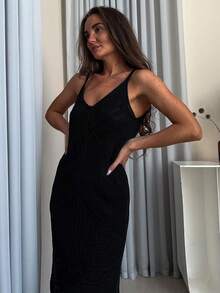 French-Style Fitted Jacquard Knit Strapless Dress - 黑色 - 查看 5
