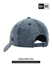 Gorra de béisbol de mezclilla lavada premium New Era, protección solar UPF50+ ajustable, adecuada para entusiastas del estilo denim y western - Azul - Ver 6