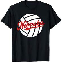 Red Nebraskas Volleyball Ball T-Shirt - Black - View 1