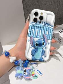 Disney Has Authorized, Phone Case - Chain Set, The Stitch Lilo & Stitch 3D Phone Case Plus A Silicone 3D Stitch Bracelet With Metallic Ring Removable Bracelet, Stitch And Angel Pattern, Compatible With Iphone17/16/15/14/13/12/11/XS/XR/X Plus Pro Max, A Stylish Cartoon Phone Case, The Perfect Gift Choice, Phone Protection, Durable Phone Cover, Great Gift For Friends And Family. - trắng - Xem 6