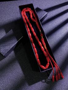 1組禮盒裝手工編織流蘇玫瑰念珠，多色可選，適合送禮或個人使用 - 米粒款 - 查看 8