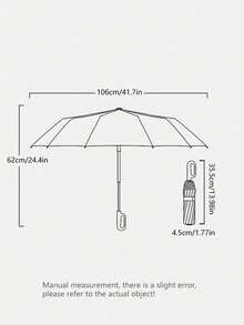 1pc Fully Automatic Windproof Umbrella, 24 Ribs, High-Density Waterproof Fabric, Fully Automatic Reverse Folding Umbrella, Rotating Ring Lock Handle, Easy To Carry Claw-Shaped Handle, Portable Travel Umbrella, Rain And UV Protection, UPF50+, Black UV Coating, One-Click Open/Close, Suitable For Heavy Rain And Windy Weather - A - View 8