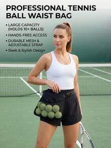 1 pieza Bolsa de cintura ajustable para pelotas de tenis, bolsa de cintura para pickleball/golf, bolsa de cintura multifuncional de malla, bolsa de transporte de accesorios deportivos, la bolsa de cintura puede contener 8-10 pelotas de tenis o pelotas de pickleball. Tenis, golf, bádminton. - Multicolor - Ver 3