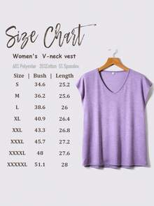 2026 New Women's V-Neck Colored Cotton T-Shirt, Soft And Comfortable Printed Sleeveless T-Shirt, Printed T-Shirt Women's Top, Plus Size Women's Sleeveless T-Shirt, Suitable For Leisure, Dating, Sports, Home, And Can Also Be Used As A Gift For Mothers And Wives - 紫色 - 查看 6