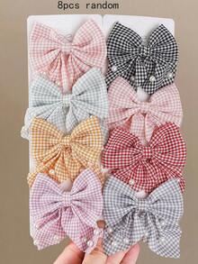8pcs/Set Colorful Fabric Pearl Butterfly Hair Clips, Hair Accessories For Girls, Everyday Use - Multicolor - View 9