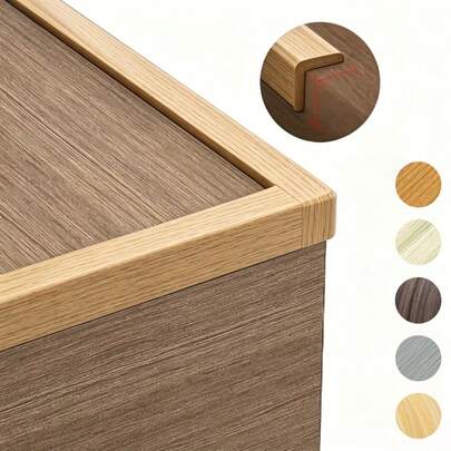 1 pieza 4cm X 2m Ribete suave, protector de bordes y esquinas de pared autoadhesivo de PVC con textura de madera - Fácil de cortar, ribete suave adecuado para esquinas interiores/exteriores, pisos, techos, encimeras - Kit de ribete de patrón a rayas reutilizable