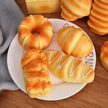 1PC Đồ chơi bóp mềm, Nhào nặn âm nhạc, Hồi phục chậm, Mô hình bánh, Giải tỏa dễ thương, Thực phẩm chân thực, Đồ chơi mềm, Bánh mì, Bánh, Với hương bánh mì độc quyền - Xem 1