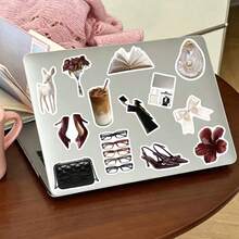 60pcs Y2K Style Black & White Sticker Set, Suitable For Laptops, Skateboards, Water Bottles, Notebooks, Waterproof And Durable, Aesthetic Design - Hot Pink - View 2