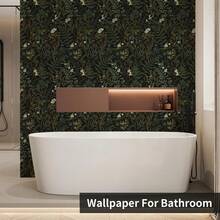 1 Roll Home & Living PVC Green Leaf & White Flower Decorative Self-Adhesive Wallpaper, Waterproof, Moisture-Proof, Oil-Proof, Easy To Clean, Removable, Peel And Stick, Suitable For Living Room Wall Decor, Bedroom Decor, Kitchen, Dorm, Home Decor, Furniture And Old Wall Renovation Room Decor. Guest Room Supplies Self-Adhesive Wall Tile, Size 17.7" X 118"/39.3"/196.8" Home Sticker - Multiple Styles - View 4