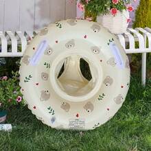 Baby Swim Ring With Sun Canopy, Cute Rabbit Print Eye-Catching Design, Detachable Sunshade Effectively Blocks Harsh Sunlight, Suitable For Home Pool Or Beach Vacation, Perfect Summer Water Play Companion For Babies. - Multicolor - View 12