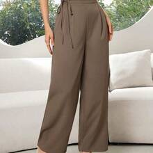 Pantalones rectos casuales lisos, versátiles para el transporte - Verde militar - Ver 2