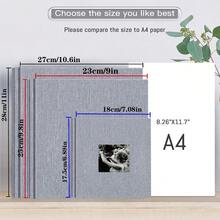 DIY亞麻自黏式剪貼簿相簿，2x3 4x6 5x7 8x10 照片，附照片展示窗，適合家庭、婚禮與開學季禮物 - 常規 - View 2