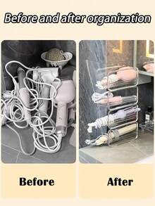 1 buah/2 buah Rak Penyimpanan Transparan untuk Meja, Tempat Pengering Rambut, Rak Penyimpanan Akrilik Transparan, Tempat Catokan Rambut yang Dapat Ditumpuk, Cocok untuk Penyimpanan di Meja Rias Kamar Mandi, Dapat Menyimpan Pengering Rambut, Catokan Rambut, Alat Penata Rambut, dll., Rak Penyimpanan Organizer Meja. - MultiWarna - View 7
