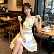K-POP 女團印花荷葉袖公主裙，適合中大童女孩，派對禮物首選，Girls-1Zoey Cosplay 女團 Rumi 童裝 Mira 套裝，最受歡迎舞台表演服，萬聖節動畫電影角色扮演洋裝 - 彩色 - 查看 4