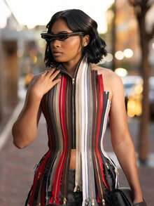Summer Fashion Creative Street  Neck-Wrap Strap Backless Top - 彩色 - 查看 2