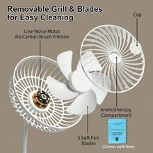 Summer Cooling Personal Portable Fan, Desktop Silent Small Fan, 4 Speed Adjustment Modes, USB Charging Function, One-Key Switch, 360° Adjustable Flexible Neck Fan. Suitable For Home, Beach, Office, Dormitory, Bedroom, Indoor, Outdoor, Baby Carriage, Travel, Travel Essentials, Summer Gifts, Etc. Occasions. - WQ-fS01B - View 8