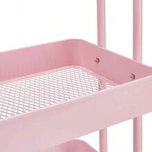 3-Tier Rolling Kitchen Cart White Rolling Utility Cart With Wheels Storage Organizer For Home Office - Dusty Pink - View 7