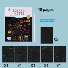 Juego de pintura para rayar para niños, colores mágicos del arco iris, pintura artística para rascar, libros de tarjetas, plantilla de educación temprana, juguetes de dibujo para chico - Príncipe Princesa - Ver 7