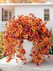 6/3/1pc-Artificial Autumn Flowers, Orange Brown Faux Chrysanthemum Daisy Plants, Suitable For Outdoor Decoration, Faux Silk Daisy Flower Plants, Realistic UV-Resistant Fake Autumn Flower Bunches, Realistic Non-Fading Hanging Autumn Decoration, Suitable For Outdoor Garden, Porch, Balcony, Patio, Windowsill, Indoor Home, Thanksgiving And Harvest Party - Multicolor - View 2
