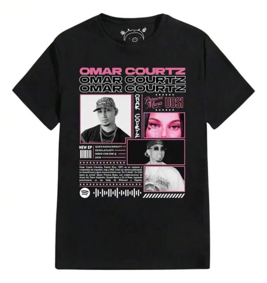 T Shirt Playera Omar Courtz 11 Primera Musa Poster Aesthetic T-Shirt Herren - Black - View 1