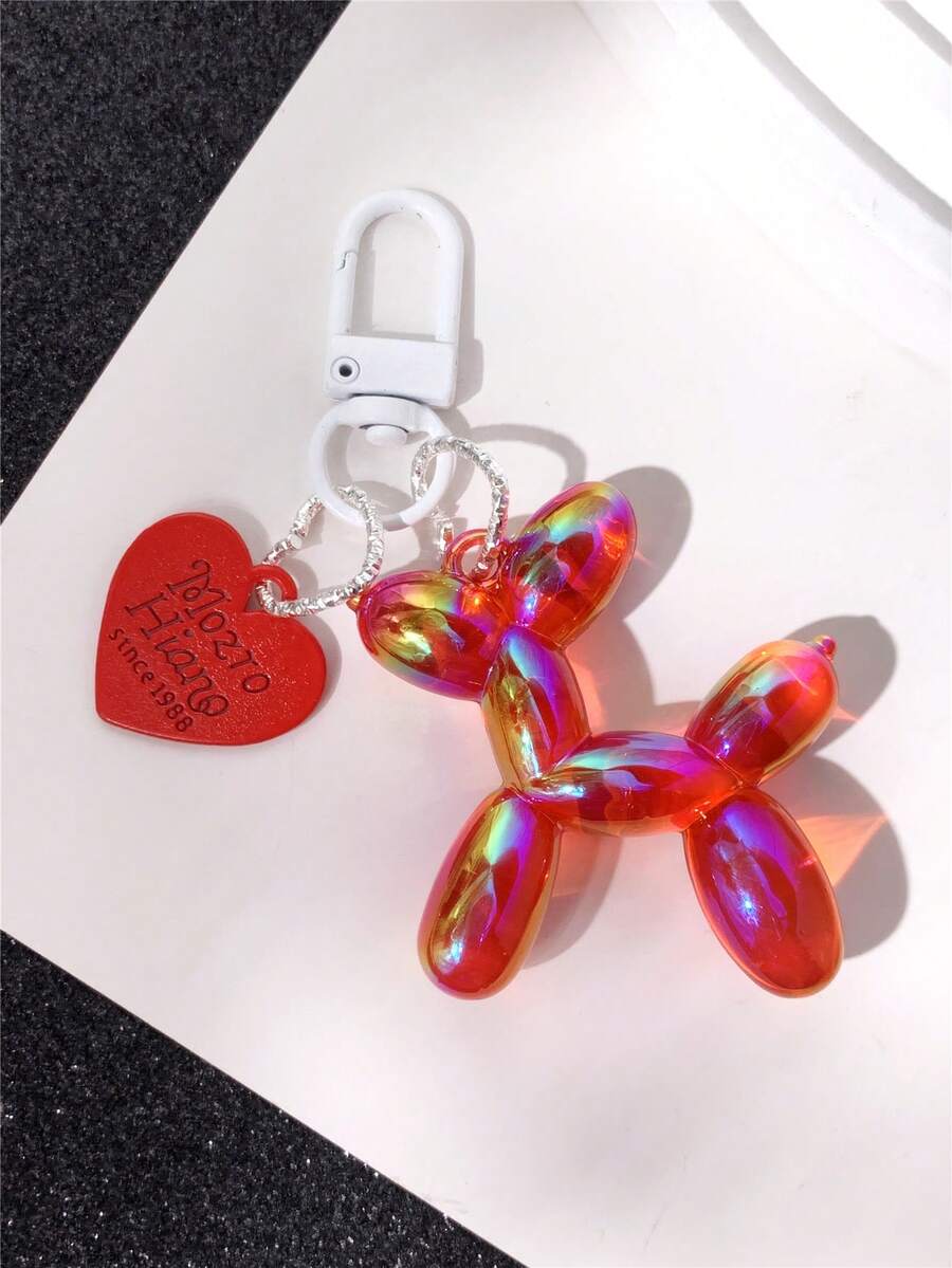 1pc Red Dog Keychain, Heart Letter Tag, Car & Backpack Pendant, Keychain Water Bottle Charm, Small Gift For Friends, Commemorative Gift