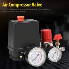 Interruptor de Válvula de Presión para Compresor de Aire, Regulador de Alta Precisión con Manómetros, Control Rápido de Presión - Negro - Ver 3