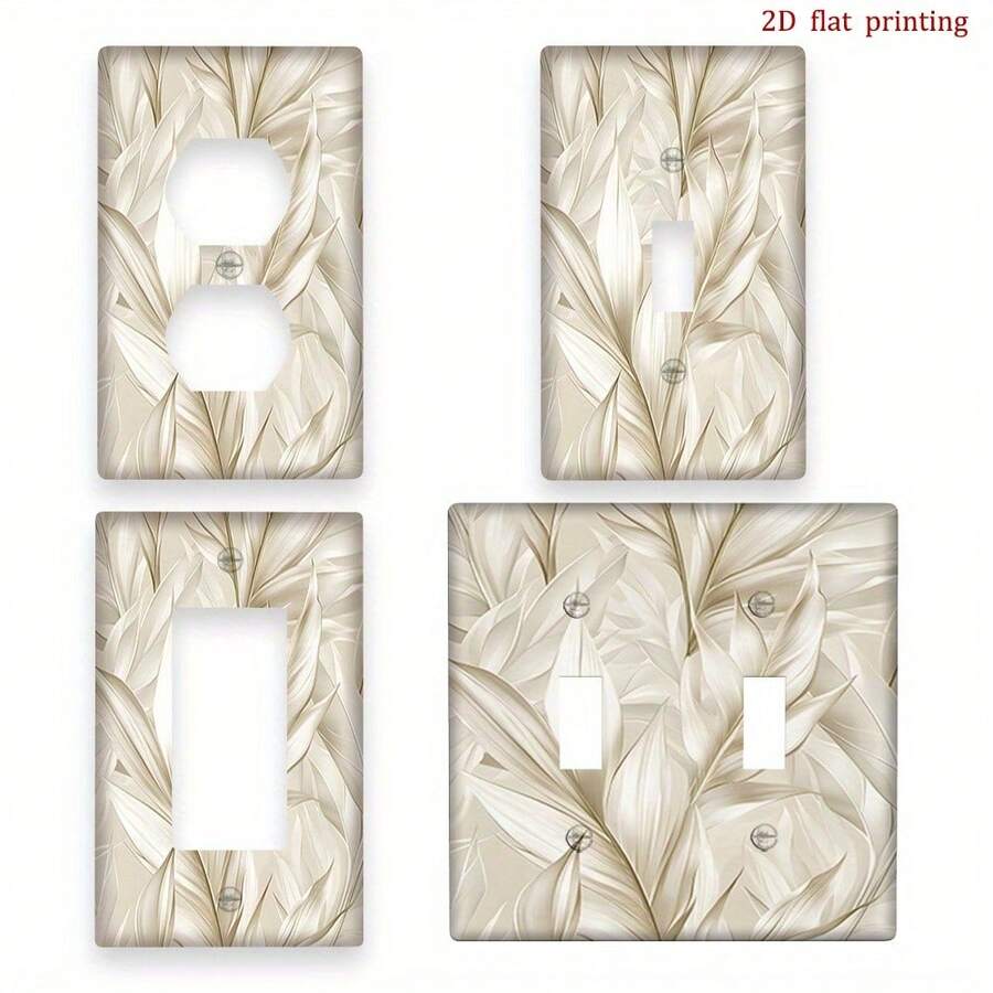 1pc Ivory Beige Tropical Monstera Leaf Light Switch Cover Plate - Single/Double Toggle Switches, Easy Install Decorative Outlet Cover Home, Bathroom,