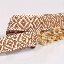 2/5 Yards Lace For Sewing 2cm Wifth Vintage Jacquard Ribbon Golden Lace Ribbon Boho Embroidered Woven Ribbon For Sewing Silvery Floral Fabric Trim Lace Trim For DIY Crafts Home Decor, Gift Wrapping,Decorations - Multicolor a - View 9