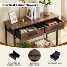 GOFLAME Narrow Console Table Small Entryway Table With 2 Fabric Drawers Modern Sofa Table With Heavy-Duty Metal Frame For Living Room, Entrance - Brown - View 4