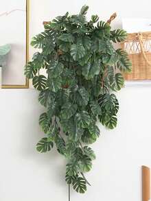 1pc Artificial Vine Plastic Ball-Shaped Leaf Bouquet Hanging Decoration Fake Leaves Autumn Decor Wedding Vase Home Restaurant Bedroom Decoration Holiday Birthday Party Accessories Outdoor Garden Decoration - Green - View 5