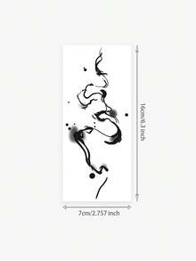 1 pieza Tatuaje temporal con diseño de líneas abstractas salpicadas de tinta china, tatuaje temporal realista, adecuado para viajes, festivales de música, juegos, regalos de graduación, con duración de 3 a 5 días - Negro - Ver 6