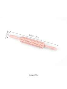 Ins Style Christmas Reindeer Print Rolling Pin, Light Pink Embossed Design With Hollow Pattern, Festive Baking Ritual, Can Be Used As Christmas Decoration Gift - Multicolor - View 3
