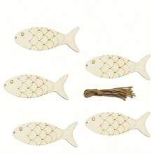 10/20pcs Wooden Fish-Shaped Craft Set - Elegant Decorations For Holidays, Weddings, And Birthdays - Fish-Shaped Tag Craft Gifts For Party Decor And Home Embellishment - Color - View 3