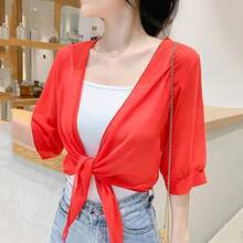 Women Lightweight Cardigans - Apricot - View 4