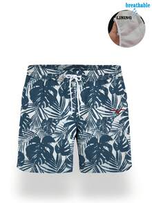 Pantalones cortos de surf de playa de verano para hombre con estampado de palmeras, bañador con cintura ajustable - Multicolor - Ver 5