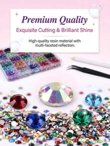 24-Grid Colored Resin Rhinestones/10pcs Nail Art Decorations, Suitable For Handicrafts, Requires Tweezers, Mixed Colors, 3mm Non-Melting Flat-Bottomed Gemstones, Sparkling Crystals, Can Be Used For DIY Crafts, Clothing, Water Cups, Mugs, Shoes, Fabric Decorations, Nail Art, Cosmetics, Etc. Nail Charms - Multicolor - View 6