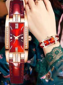 3pcs/Set Quartz Small Watch, Square Roman Numeral Dial, Vintage Dress Watch - Multicolor - View 7