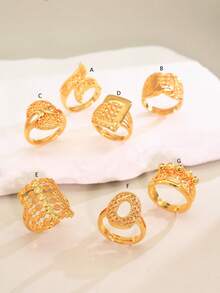 1 chiếc nhẫn thời trang phong cách Âu Mỹ hình lúa mì may mắn, trang sức cưới rỗng hở cho phụ nữ - Vàng - Xem 14