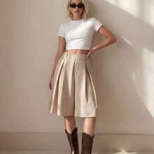 PETITE Pantalones de cinco puntos para primavera/verano: románticos, elegantes, casuales y perfectos para unas vacaciones. Con estilo, versátiles y sofisticados. Un aspecto vintage adecuado para ir al trabajo. De moda y exclusivamente elegantes. - Caqui - Ver 7