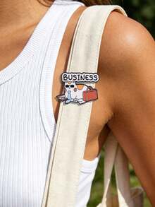 1PC"Business Cat" Funny Enamel Pin, Cute Cat In Suit With Briefcase Brooch, Humorous Office Cat Badge For Denim Jackets Backpacks, Sarcastic Work Gift - Multicolor - View 3