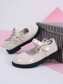 British Style Girls' Black Leather Shoes, White Performance JK Small Leather Shoes, Soft Sole Breathable Children's Princess Shoes - Apricot - View 6