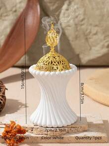 1pc Resin Incense Holder, Arabic Style With Gold Lid Incense Burner, Decorative Incense Holder For Home, Room, Party And Festival Decor Gifts Birthday Graduation - Multicolor - View 15