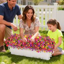 18pcs Artificial Outdoor Flowers, Wedding Decor, Tabletop Decor, UV Resistant Artificial Outdoor Flowers, Artificial Outdoor Decorative Flowers, Realistic Outdoor Flower Plants, Faux Outdoor Flowers For Planters, Front Porch, Balcony, Window Box - Multicolor - View 5