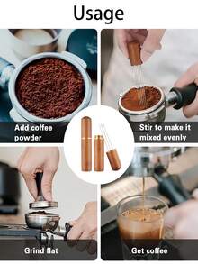 1set Espresso Coffee Stirrer, Espresso Distribution Tool Coffee Stirring Tool,Professional Barista Hand Needle Type Distribution Tool 5 Needles 0.4mm Natural Wood Handle And Stand - Multicolor - View 10